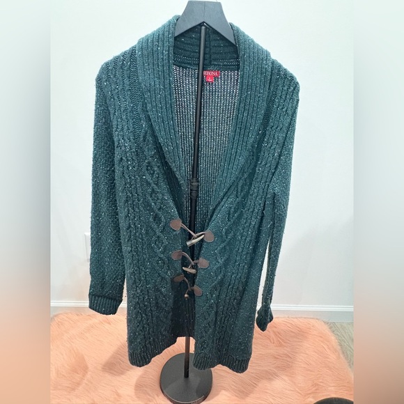 Merona Teal Cable Knit Cardigan - Picture 1 of 3